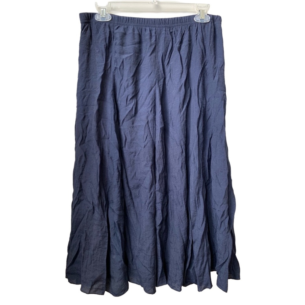 ROZ & ALI Women’s Navy Blue Pull-on Lined Midi Skirt